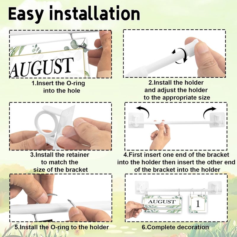 EggSun 96 Cards Classroom Bulletin Board Decorations Set for Teachers,Flip Calendar with Holder for Classroom,Adjustable Calendar,Preschool Elementary Home Decor Supplies（Greenery） - Image 5